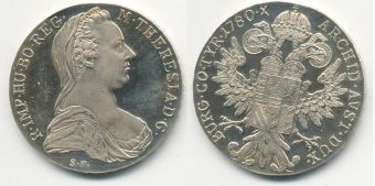 Австрия Талер Мария Терезия 1780 SF Рестрайк