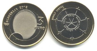 3 Евро Словения 2012 Олимпийская Медаль