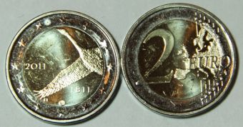 2 Евро Финляндия 2011 год 200 лет Банку Финляндии