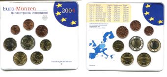Германия 2004 J Официальный годовой набор Евро монет