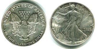 США Доллар 1989 год, Либерти, Серебро унция