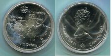10 Долларов Канада 1973 Олимпиада Монреаль карта мира АЦ