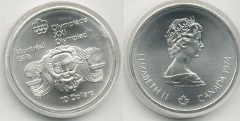 10 Долларов Канада 1974 Олимпиада Монреаль, Зевс АЦ