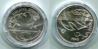 10 Евро Финляндия 2005 60 лет мира