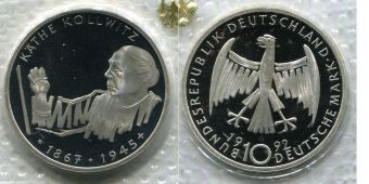 10 Марок Германия 1992 Кольвитц