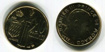 Монако 10 Сантимов 1995 год 