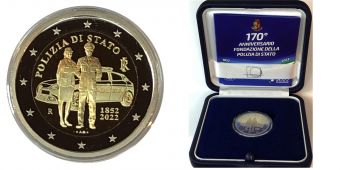 Монета 2 евро Италии 2022 года - 170 лет Итальянской национальной полиции - Пруф