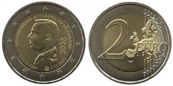 2 Евро Люксембург 2026 Вступление на трон Герцога Гийома