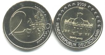 2 Евро Германия 2009 F церковь Людвига, Саарланд 