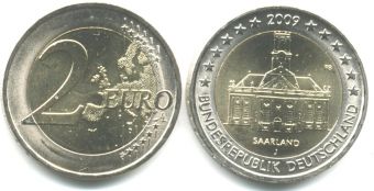 2 Евро Германия 2009 J церковь Людвига, Саарланд 