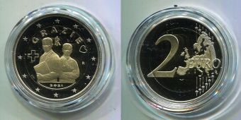2 Евро Италия 2021 Спасибо - медицинские профессии Пруф