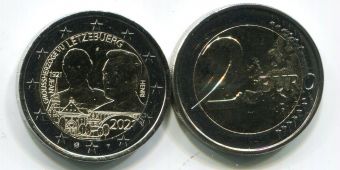 2 Евро Люксембург 2021 100 лет со дня рождения Великого Герцога Жана РЕЛЬЕФ