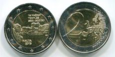 2 Евро Мальта 2019 Хаджрат со знаком Монетного двора F