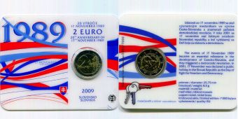 2 Евро Словакия 2009 20 лет Бархатной революции BU