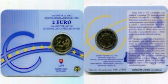 2 Евро Словакия 2009 10 лет Евро BU