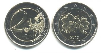 2 Евро Финляндия 2010 год Цветок