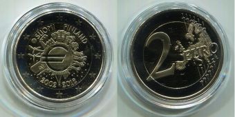 2 Евро Финляндия 2012 10 лет наличному Евро Пруф