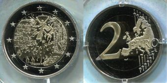 2 Евро Франция 2019 Берлинская стена Пруф
