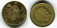 Монако 20 Сантимов 1975 год               