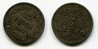 25 Пенни Русская Финляндия 1907 год   (2) 