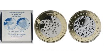5 Евро Финляндия 2008 Научные исследования, PROOF