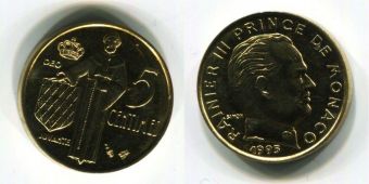 Монако 5 Сантимов 1995 год 