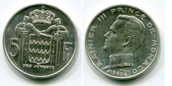 Монако 5 Франков 1960 год 
