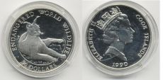 Острова Кука 50 Долларов 1990 год Рысь Серебро Пруф    