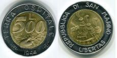 Сан-Марино 500 Лир 1991 год       